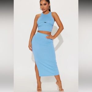 Blue skirt set